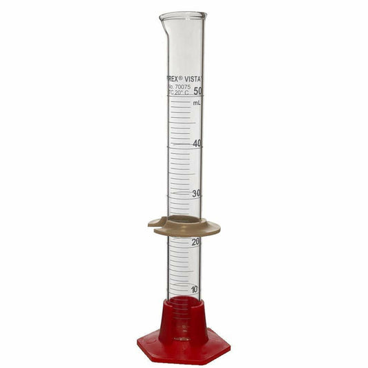 70075-50 PYREX VISTA 50mL Graduated Cylinder with Single Metric Scale 12/case