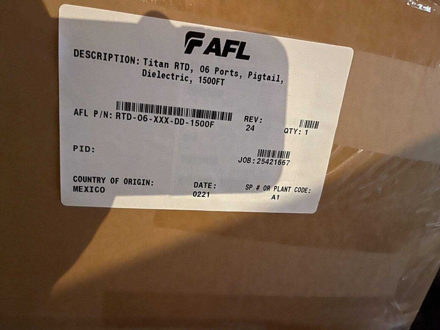 AFL Titan RTD 06 Ports Pigtail Dielectric 1500 FT RTD-06-XXX-1500f