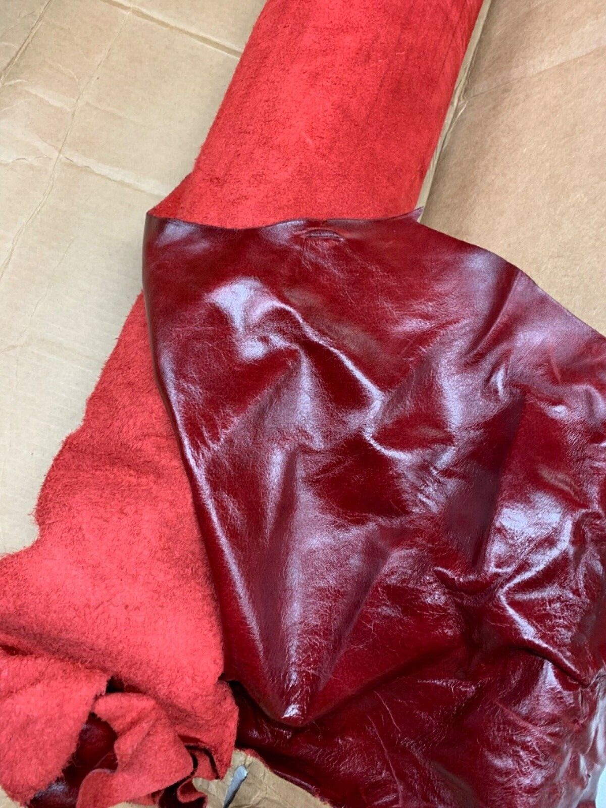 Brand new Crest Leather 50sqft of Genuine Cowhide Leather in Red.