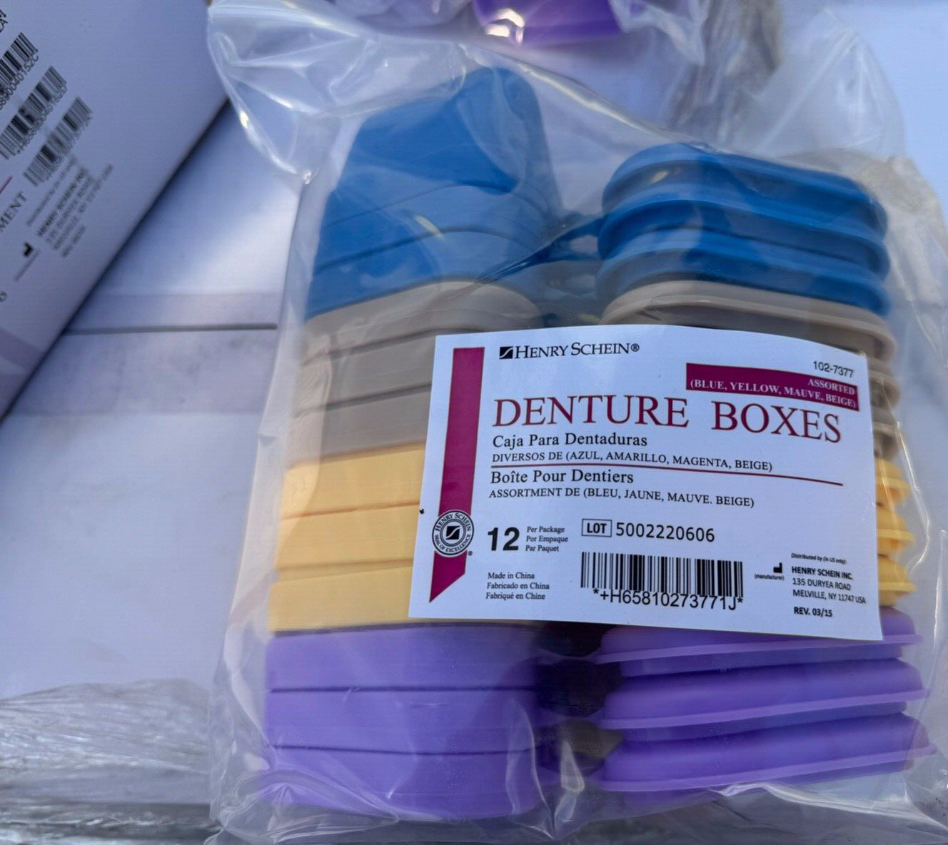 Henry Schein Denture Box 102-7377 Assorted Colors 120 Pieces Set