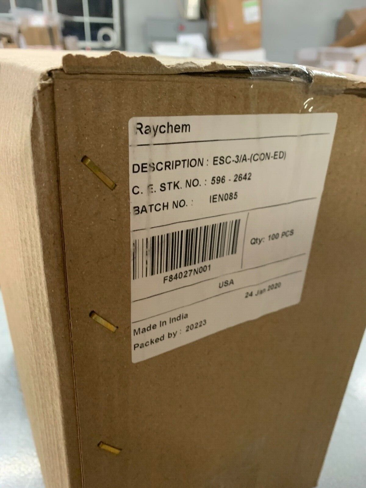 Raychem ESC-3/A Shrink End Cap,1.38In, BLACK 3-1/2In 100 PACK