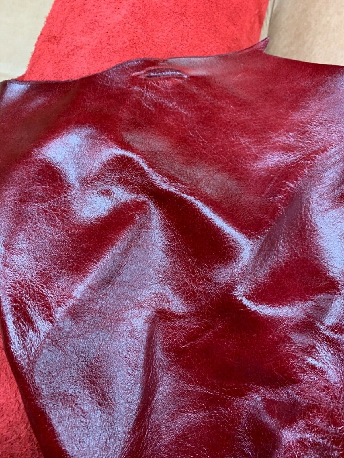 Brand new Crest Leather 50sqft of Genuine Cowhide Leather in Red.