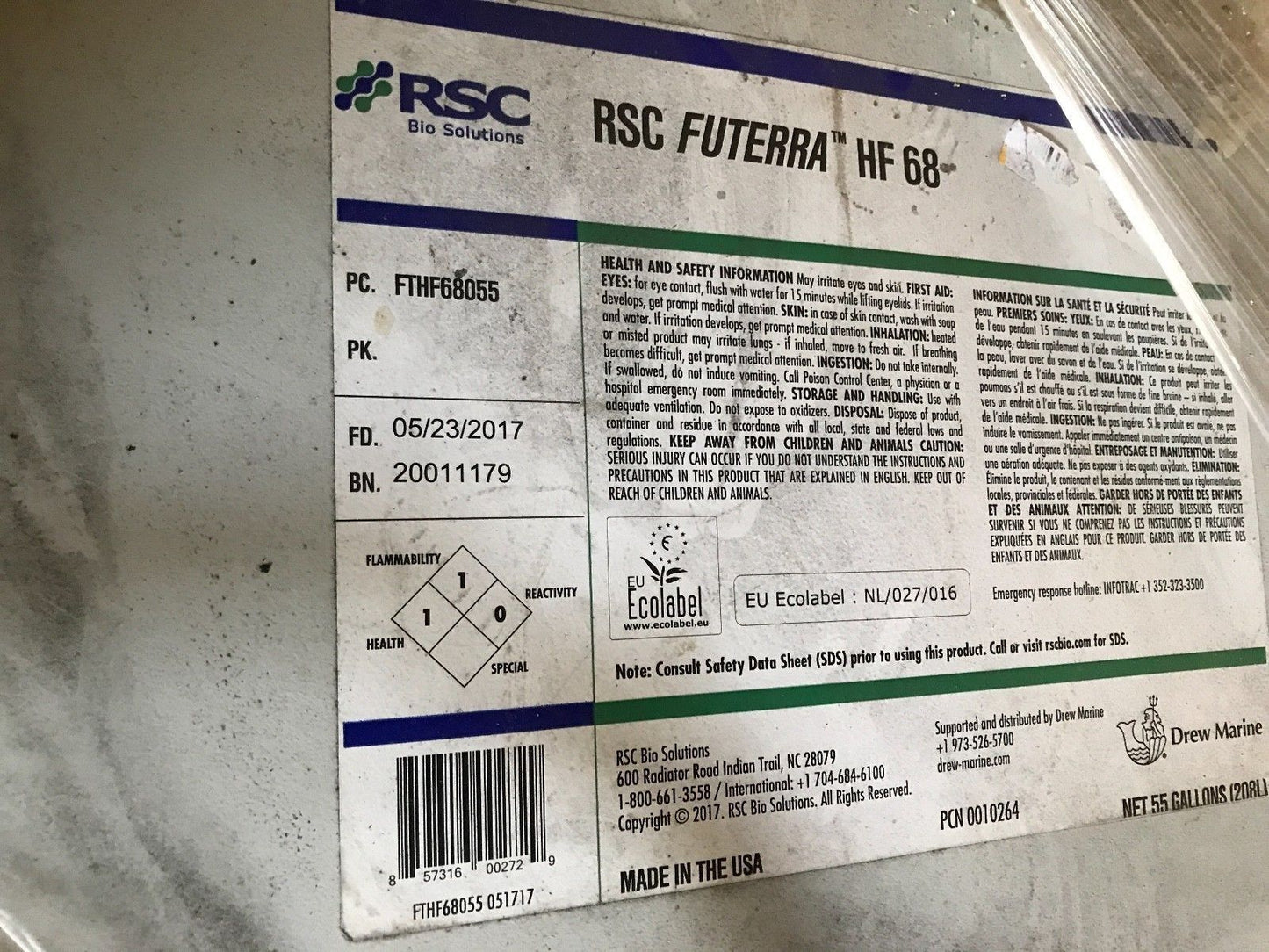 NEW RSC FUTERRA HF ISO 68 HYDRAULIC FLUID