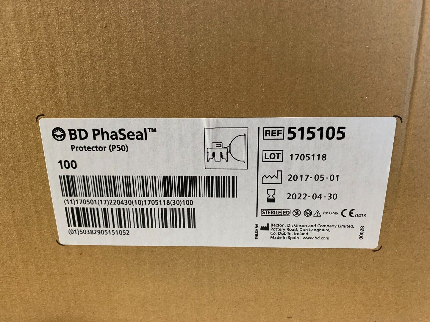 BD #515105 - BD PhaSeal Protector 50 100/CS