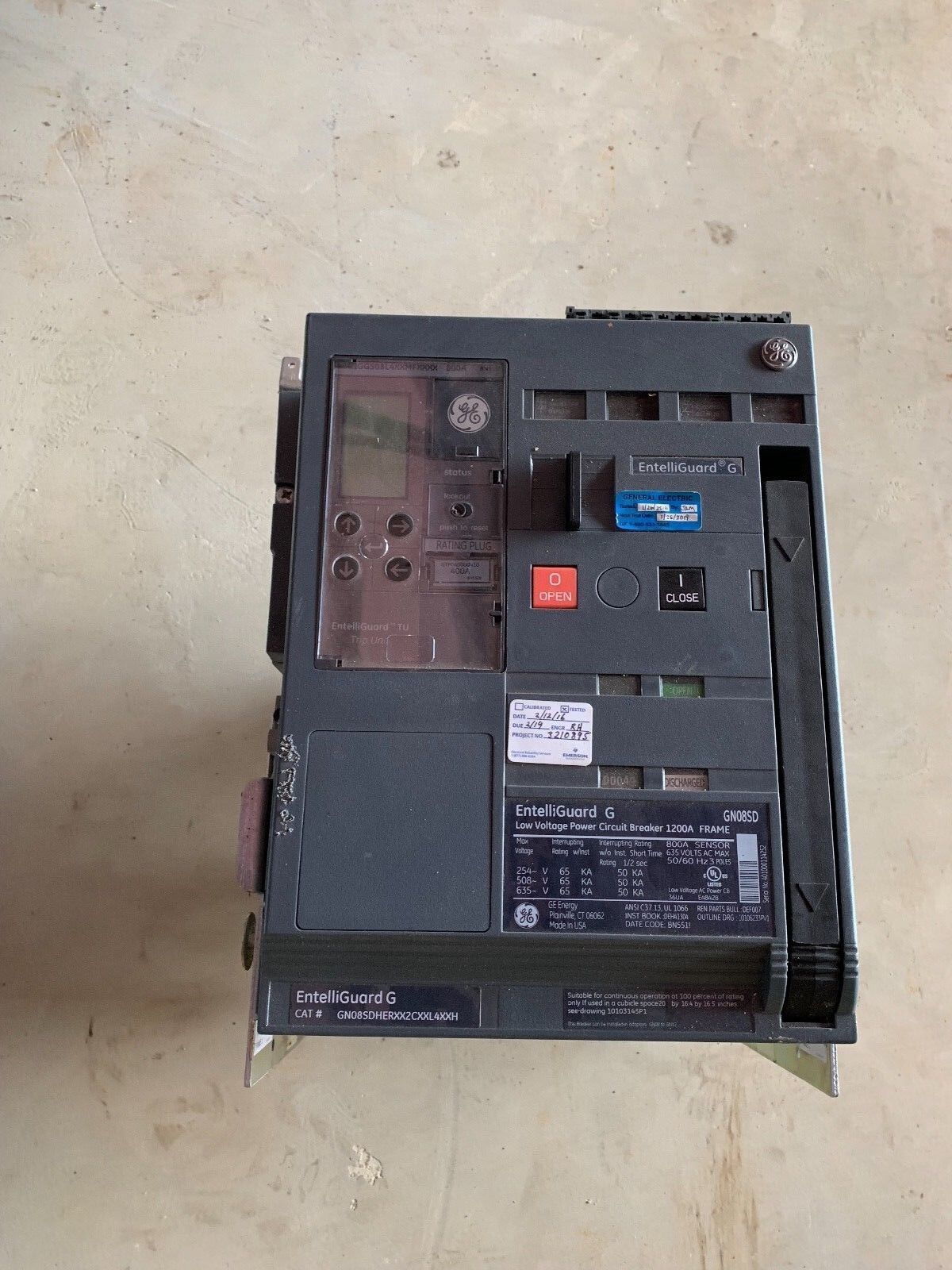 GE EntelliGuard G GN08SD Low Voltage Power Circuit Breaker 1200A