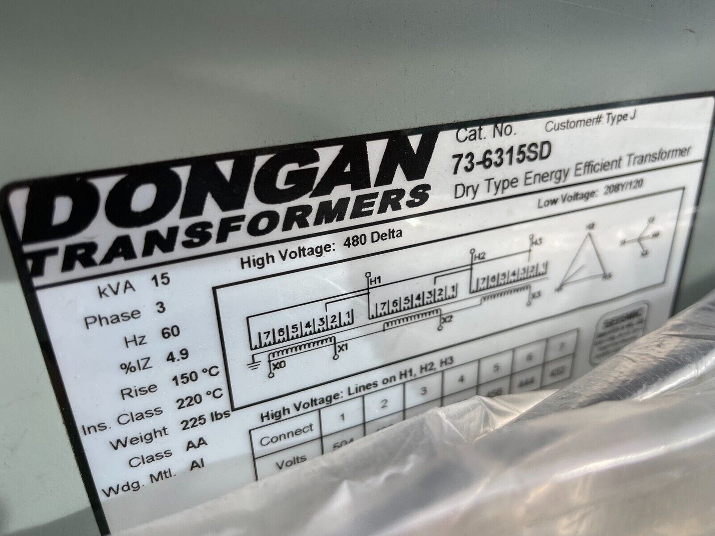 Dongan Transformer 73-6315sd 3-PHASE 480 DELTA