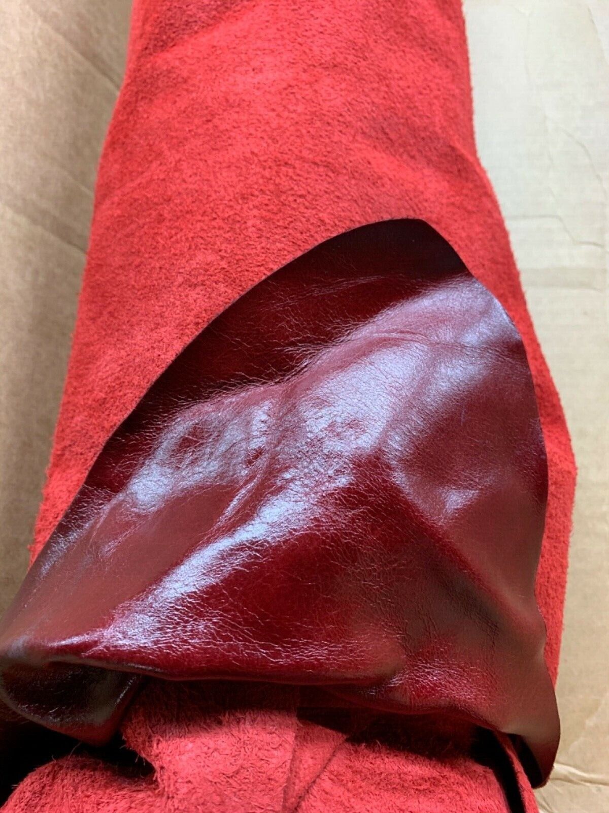 Brand new Crest Leather 50sqft of Genuine Cowhide Leather in Red.