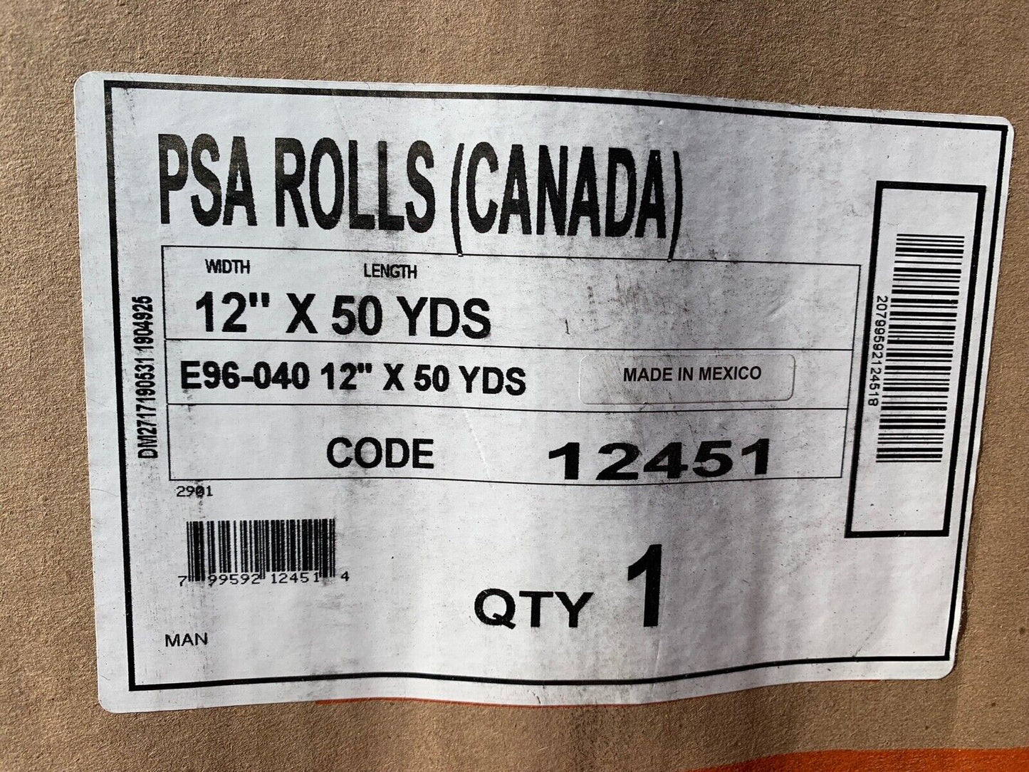 Fandeli E96-040 PSA Roll 12" x 50 yds Sandpaper 40 Grit Sanding 12451