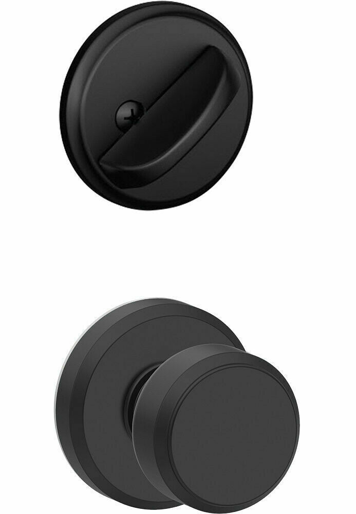 Schlage F59-BWE-GSN Bowery Single Cylinder Interior Pack Knob Set - Black