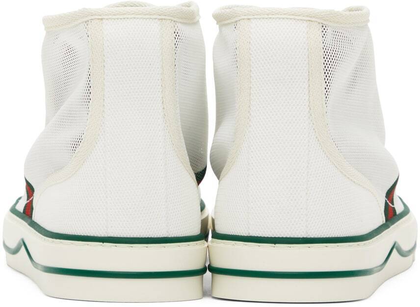 GUCCI White Mesh 'Gucci Tennis 1977' High-Top Sneakers EU Size 38.5