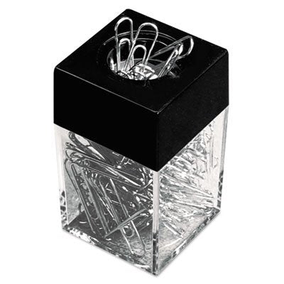 Paper Clips w/Magnetic Dispenser, Wire, 1 3/8", Silver, 12/100 Carton Boxes