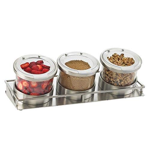 Cal-Mil 1850-5-55HL Cold Condiment Display with Hinged Stainless Steel Lid, 2" Height, 16.5" Width, 6" Length