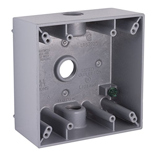 Hubbell-Raco 5341-0 Waterproof Box, 2 Gang, 3-3/4" Threaded Outlets, Gray (Pack of 12)