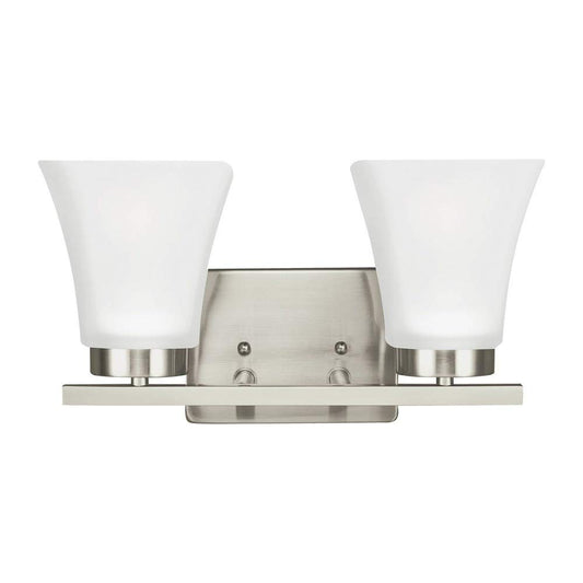 Seagull 4411602-962 Two Light Bath Fixture, Pwt, Nckl, B/S, Slvr