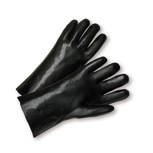 West Chester 1017 Standard Smooth Grip PVC Gloves – Black, Large, 10 in., Interlock Lined Work Gloves