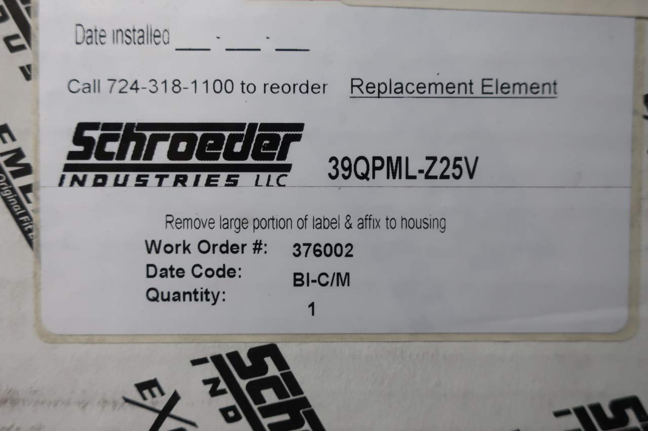 SCHROEDER 39QPML-Z25V EXCELLMENT Hydraulic Filter Element