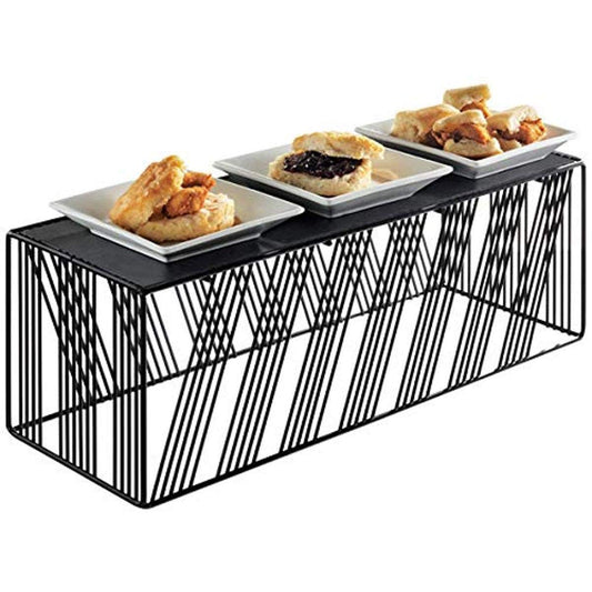 Portland Collection – Rectangle Riser – 20.125W x 7D x 7H – Black Wire, Black Metal