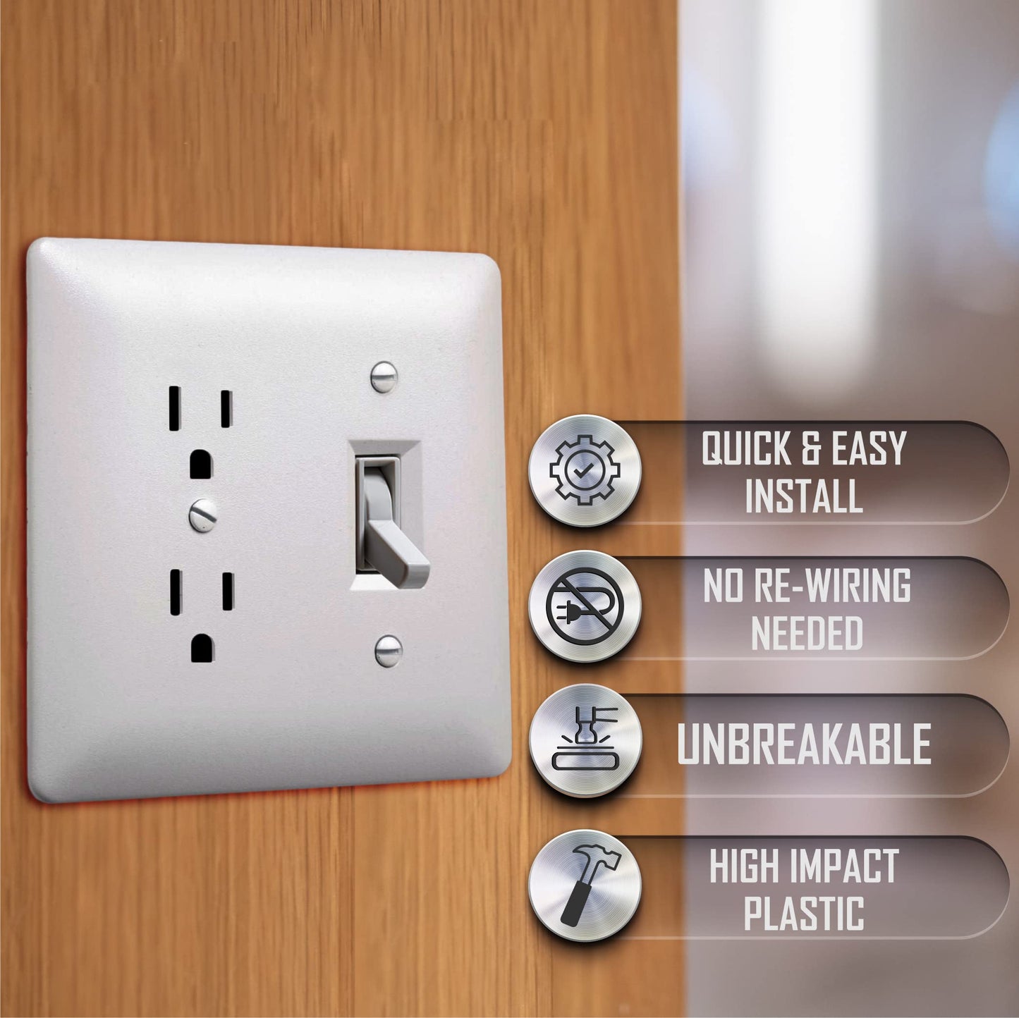 TayMac MW2400W Masque Series Nonmetallic Wallplate, One Duplex, One Toggle, Two Gang, White Textured